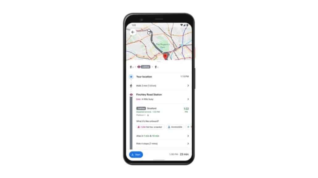 google maps real-time transport occupancy