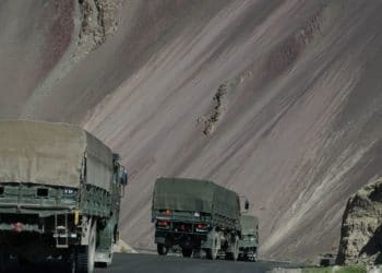 Trucks on India border
