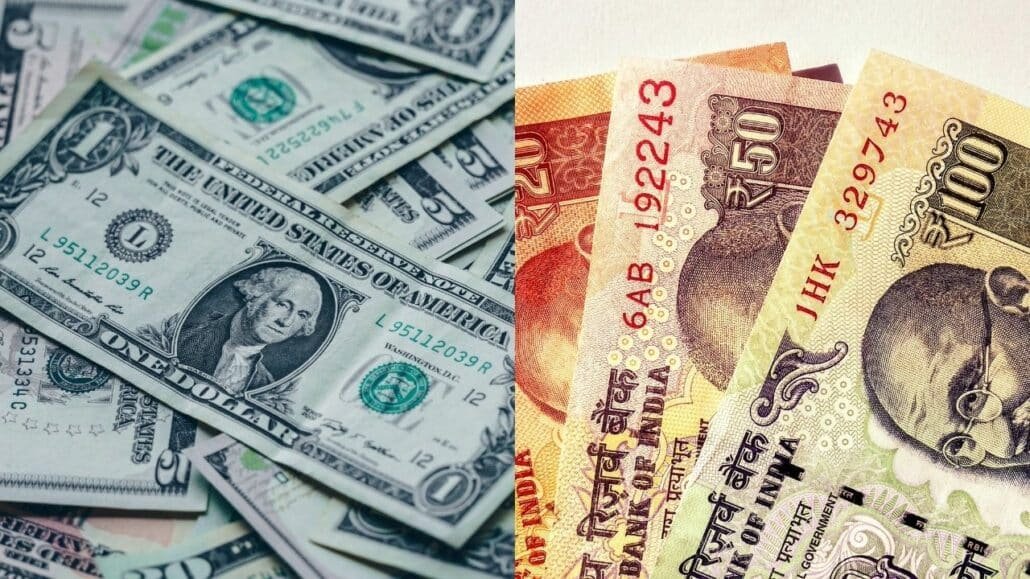 Indian rupee equals to dollar